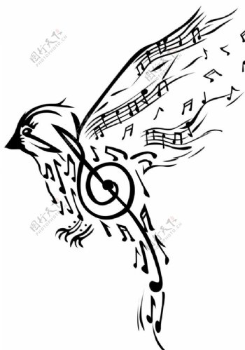 音乐符号鸟图片