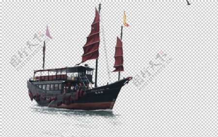 帆船轮船国风古风背景海报素材
