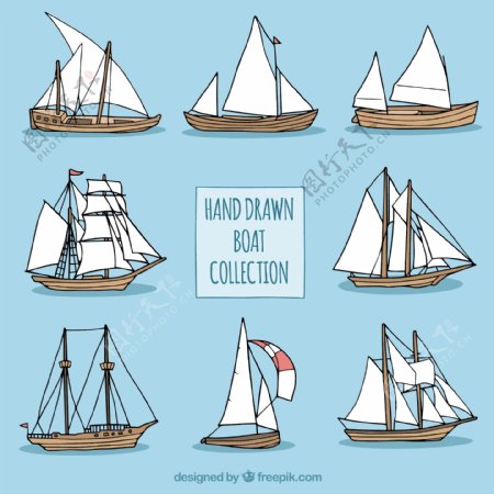 手绘帆船设计