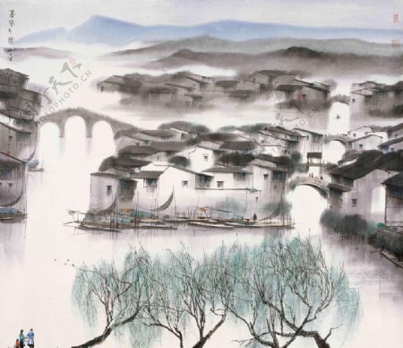 中式山水风景画