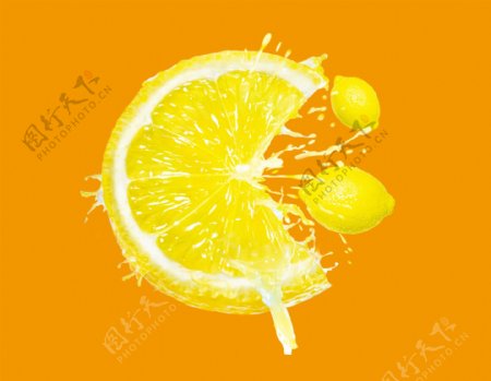 创意柠檬水果切片素材