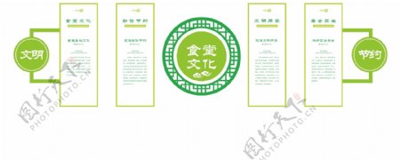 绿色中国风食堂文化墙