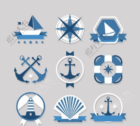 蓝色航海标签图片