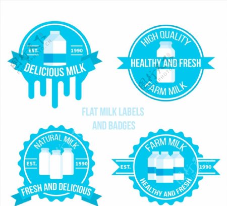 牛奶标签和徽章图片