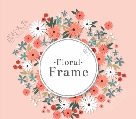 彩色质感菊花框架图片