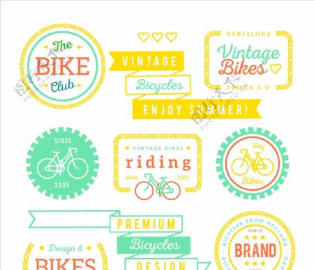 可爱风格自行车徽章图片