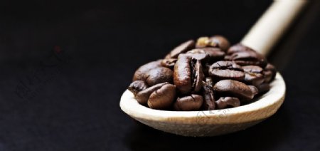 咖啡豆木勺食材背景素材图片