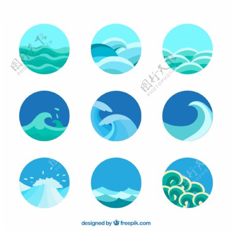 圆形海浪图标图片