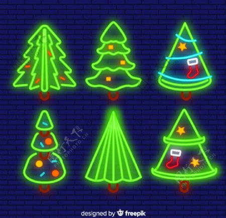 霓虹灯圣诞树图片