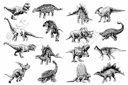 素描恐龙图片