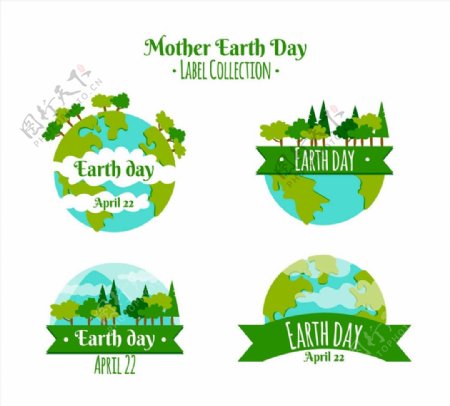 世界地球日树林标签图片