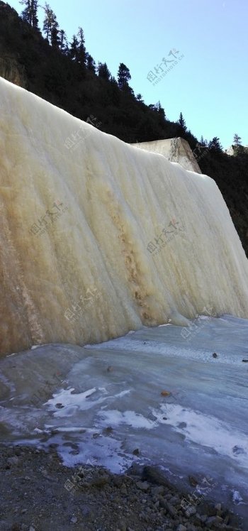 冰川瀑布风景图片