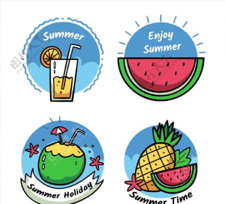 夏季元素标签图片