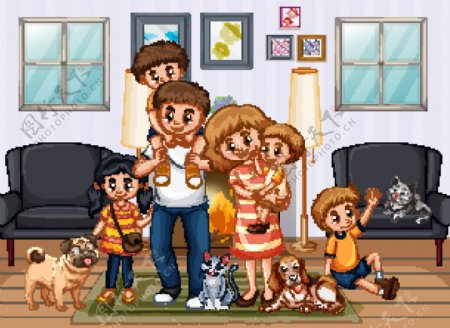 卡通家庭人物图片