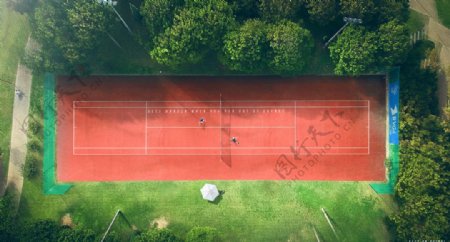 园林网球场图片