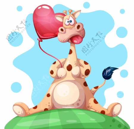长颈鹿和爱心气球图片