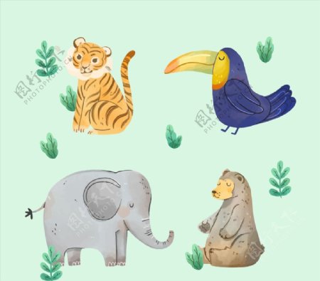 水彩绘动物设计图片