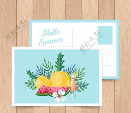 夏季水果明信片图片