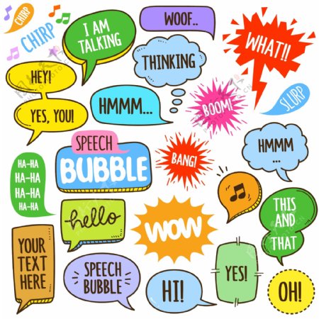 卡通英文聊天气泡对话框图片