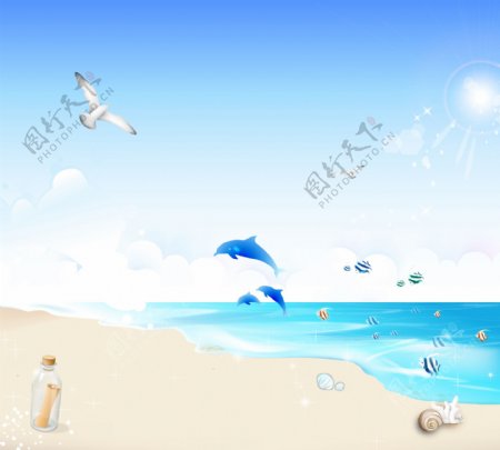蓝色沙滩图片
