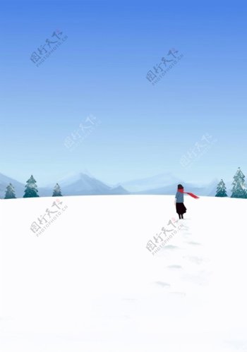 大雪无垠白色的冬天图片