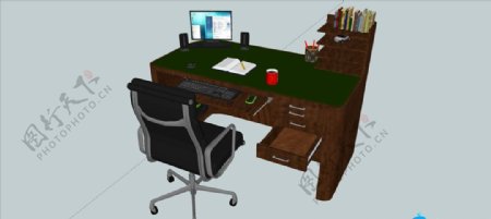 SU电脑办公桌模型图片