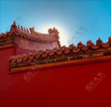 传统红墙建筑艺术红色图片