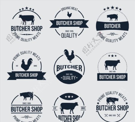肉店标签矢量图片