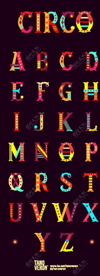 彩色马戏团字母图片