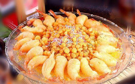 粤菜广东菜海鲜金沙玉米虾图片