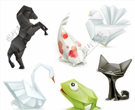 卡通折纸动物图片
