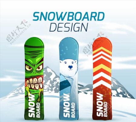 滑雪板矢量图片