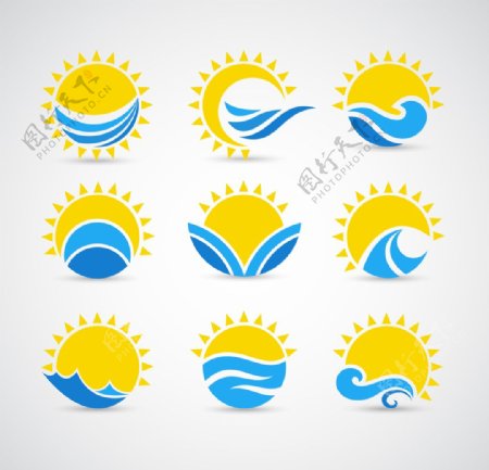 海浪太阳图片