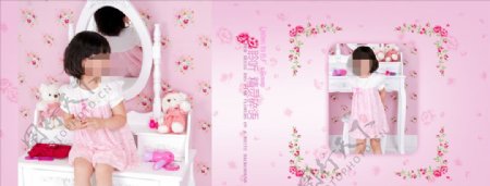 粉色儿童周岁纪念相册PSD模板图片