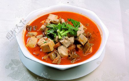 鲁菜山东菜板肠炖豆腐图片