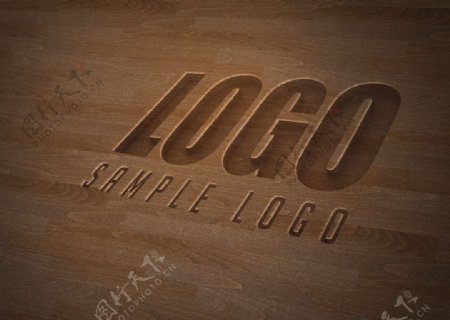 木头纹理立体LOGO样机图片
