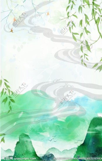 中国风水彩背景图片