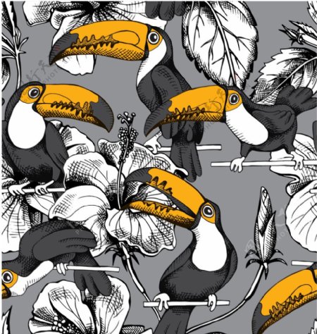 数码印花啄木鸟图片