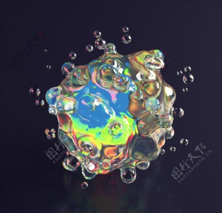 C4D模型一团水珠润滑油泡图片