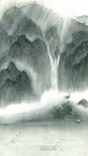 中国风大气插画场景图片