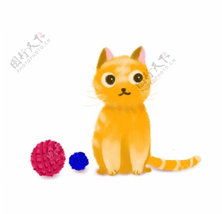 橘色小猫和线球图片
