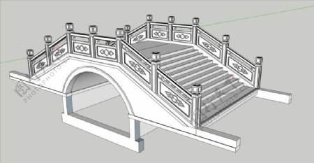 石拱桥SU模型图片