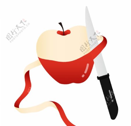 卡通削红苹果素材图片